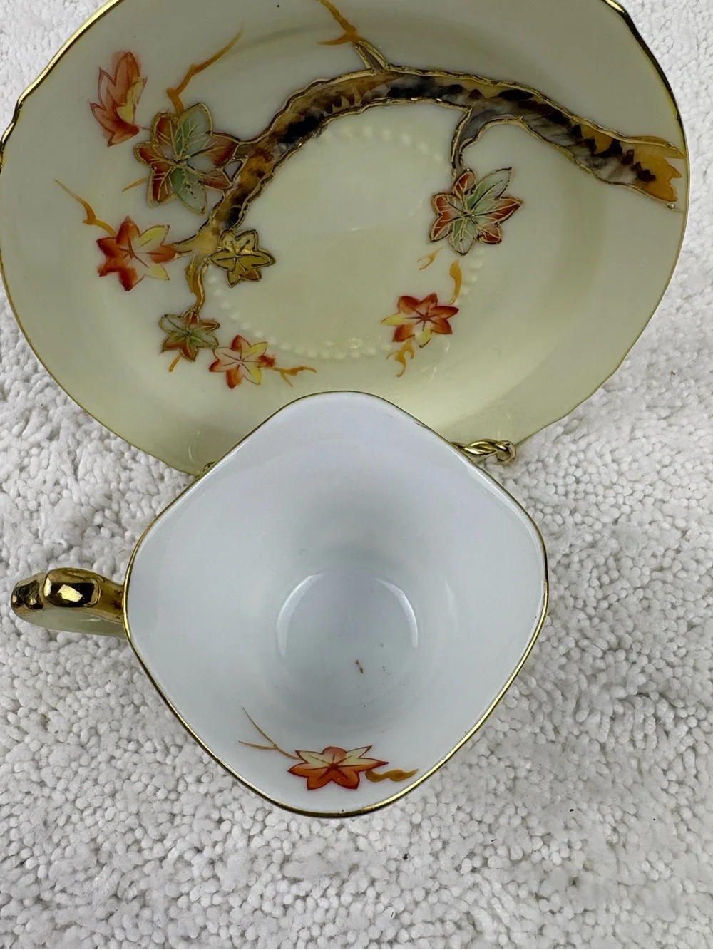 Vintage Sphinx Demitasse Teacup &  Saucer Set-Hand-painted Japanese Maple Design